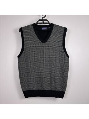 Patrick Assaraf Linea Rossa Signature Wool Blend Houndstooth Sweater Vest Med